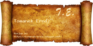 Tomanek Ernő névjegykártya